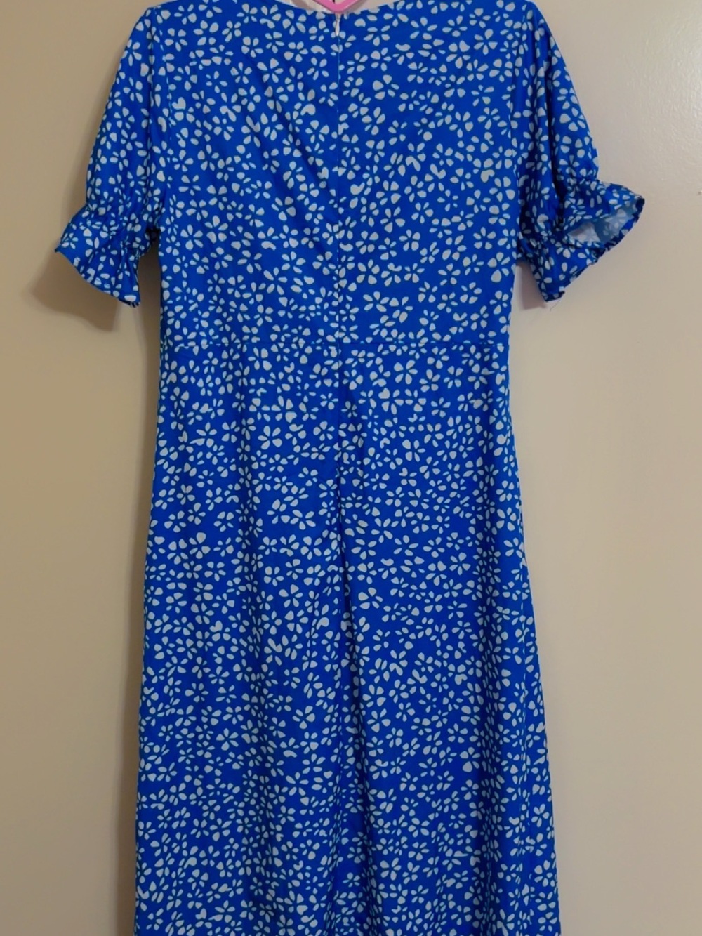 Blue Floral Wrap Dress - Women's Summer Dress - Picture 6 of 6